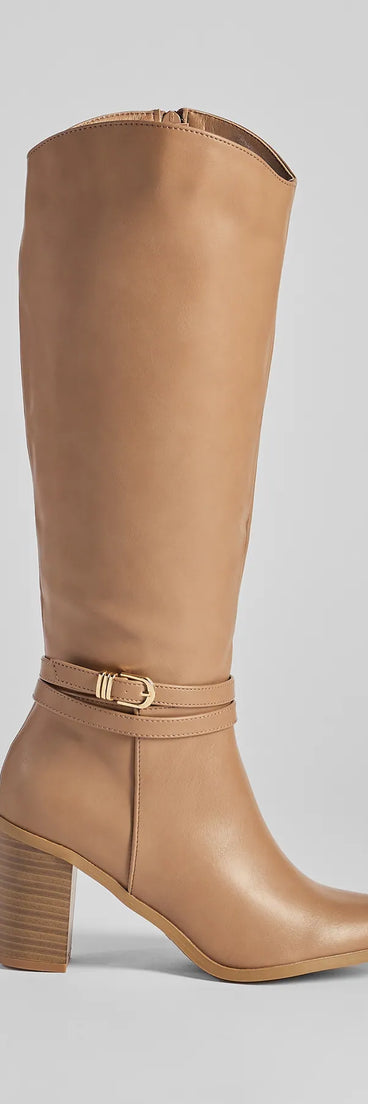 Chic Moves Under-The-Knee Buckle Boots