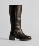 Edgy Look Under-The-Knee Moto Boots