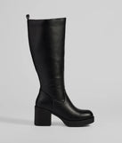 Edgy Chic Under-The-Knee Moto Platform Boots