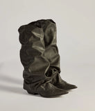 So The Drama Distressed Faux Leather Under-The-Knee Boots, a trendy black addition to women's going-out outfits, is ideal for Christmas party outfits, chic NYE attire, or winter night-out looks that keep you on-trend!