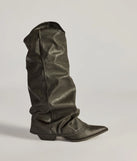 So The Drama Distressed Faux Leather Under-The-Knee Boots, a trendy black addition to women's going-out outfits, is ideal for Christmas party outfits, chic NYE attire, or winter night-out looks that keep you on-trend!