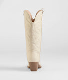 The Country Daze Under-The-Knee Cowboy Boots in ivory brings edge and energy to your vibe, ready to elevate any festival look or concert outfit.