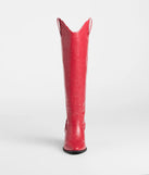 The Best In The West Under-The-Knee Cowboy Boots in red brings edge and energy to your vibe, ready to elevate any festival look or concert outfit.