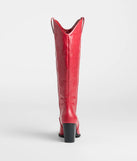 The Best In The West Under-The-Knee Cowboy Boots in red brings edge and energy to your vibe, ready to elevate any festival look or concert outfit.