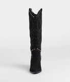 The Western Edge Studded Cowboy Boots in black brings edge and energy to your vibe, ready to elevate any festival look or concert outfit.