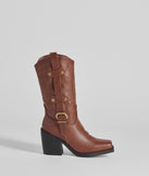 The Homestead Chic Western Faux Leather Boots in brown brings edge and energy to your vibe, ready to elevate any festival look or concert outfit.