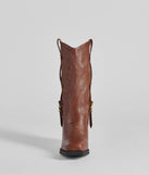 The Homestead Chic Western Faux Leather Boots in brown brings edge and energy to your vibe, ready to elevate any festival look or concert outfit.