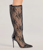 Sultry Strut Sheer Lace Under-The-Knee Boots