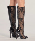 Sultry Strut Sheer Lace Under-The-Knee Boots