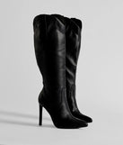 Sleek Western Under-The-Knee Stiletto Boots