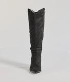 The Fab Slay Buckle Strap Under-The-Knee Boots in black brings edge and energy to your vibe, ready to elevate any festival look or concert outfit.