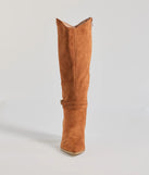 The Fab Slay Buckle Strap Under-The-Knee Boots in tan brings edge and energy to your vibe, ready to elevate any festival look or concert outfit.