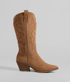 The Country Threads Western Microsuede Cowboy Boots in camel brown brings edge and energy to your vibe, ready to elevate any festival look or concert outfit.