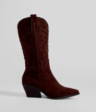 The Country Threads Western Microsuede Cowboy Boots in brown brings edge and energy to your vibe, ready to elevate any festival look or concert outfit.