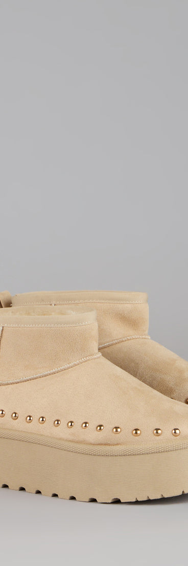 Frost Mode Microsuede Stud Platform Booties