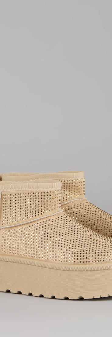 Snow Glow Platform Rhinestone Booties