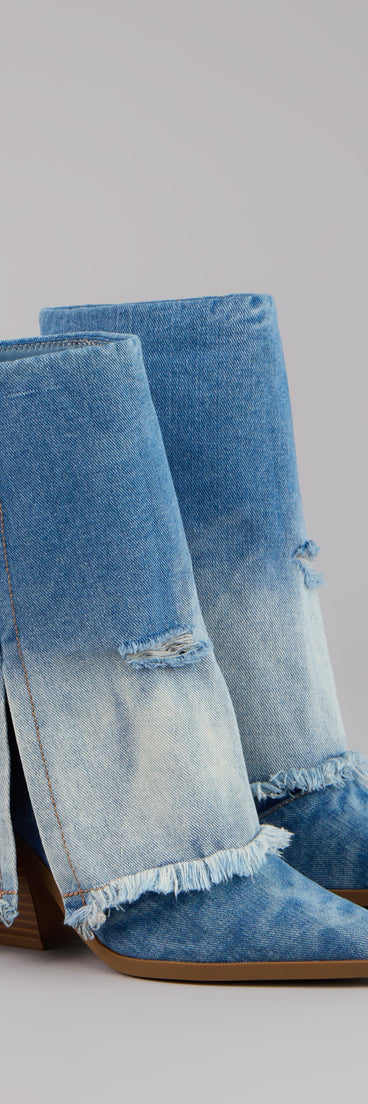 This piece brings trend-right energy to the Fray All Day Denim Booties, perfect for fall outfits that stand out.