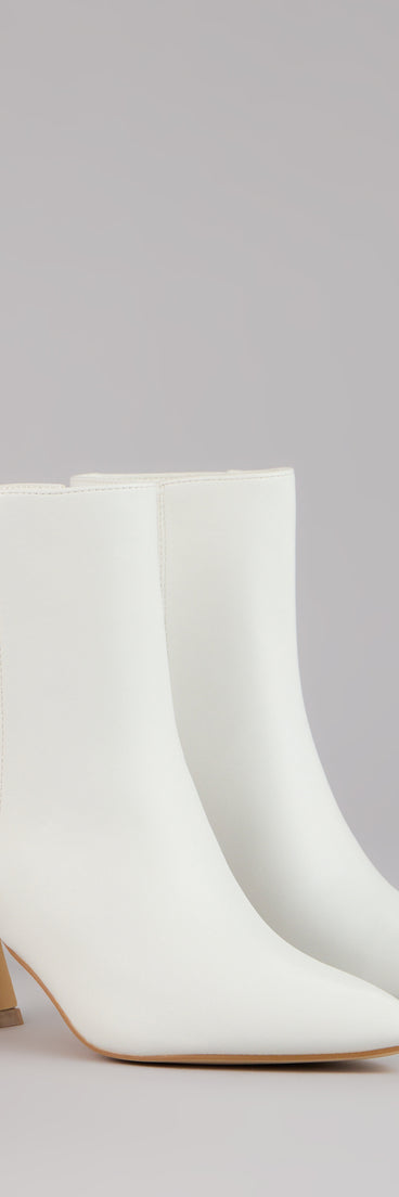 This piece brings trend-right energy to the Downtown Sleek Faux Leather Booties, perfect for fall outfits that stand out.