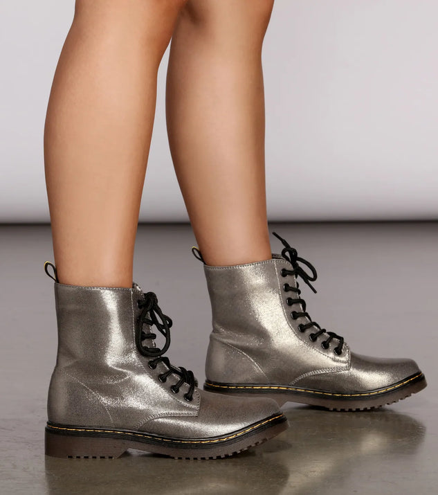 Glitter Glam Combat Boots