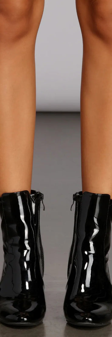 Perfectly Patent Block Heel Booties