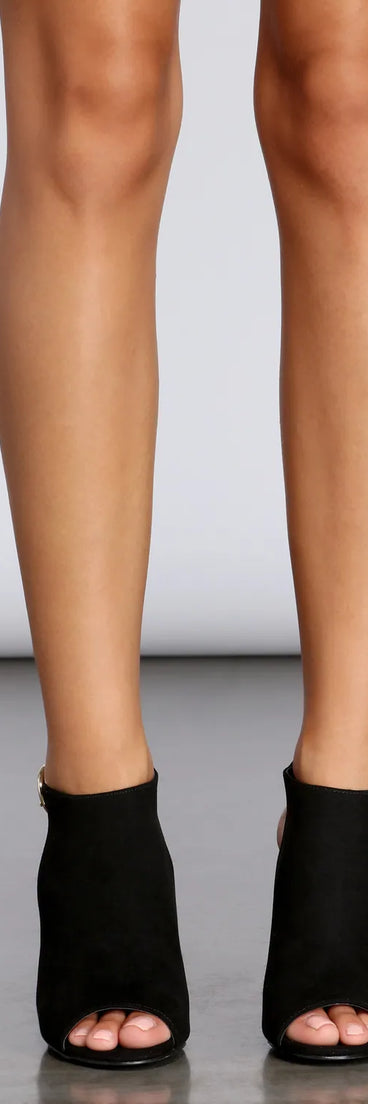 Suede Peep Toe Booties