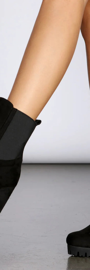 Platform Suede Lug Sole Booties