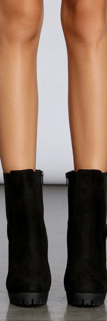 Platform Suede Lug Sole Booties