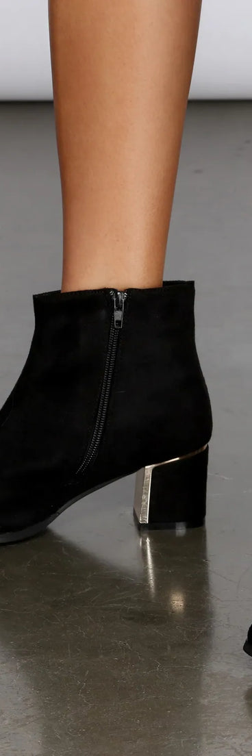 Gold Trim Faux Suede Booties