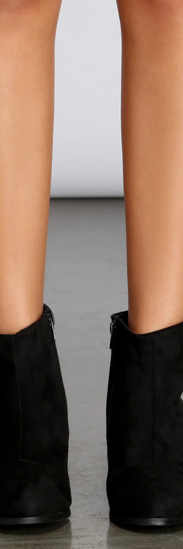 Gold Trim Faux Suede Booties