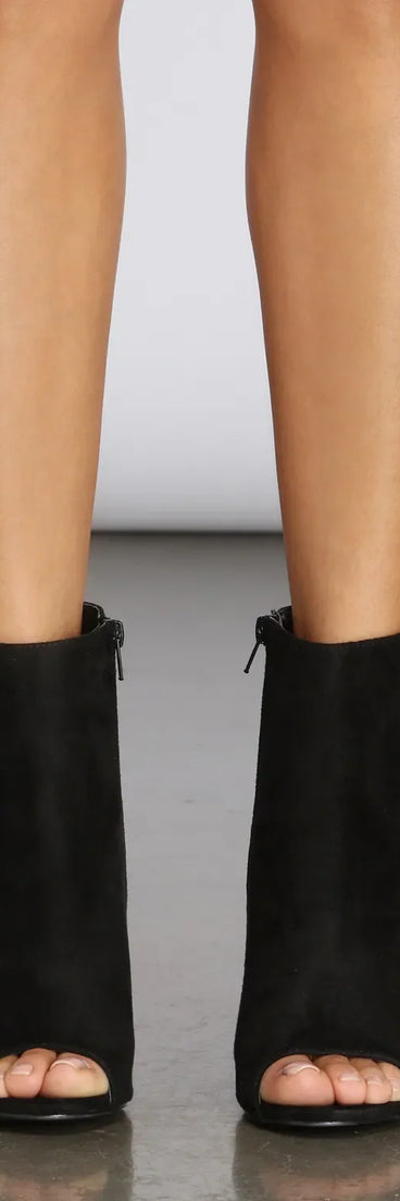 Peep Toe High Heel Ankle Booties