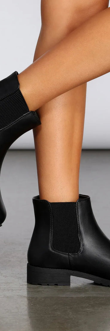 Easy Going Faux Leather Ankle Booties