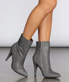 Glitter Mesh Rhinestone Stiletto Booties