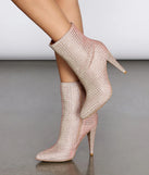 Glitter Mesh Rhinestone Stiletto Booties