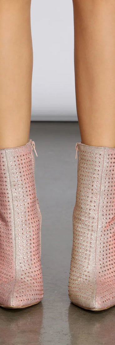 Glitter Mesh Rhinestone Stiletto Booties
