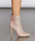 Glitter Mesh Rhinestone Stiletto Booties