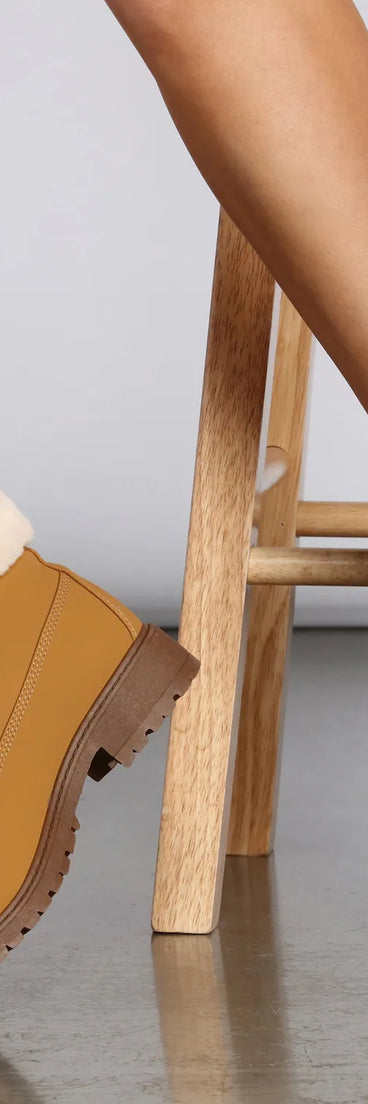 Snow Day Faux Fur Trim Combat Boots