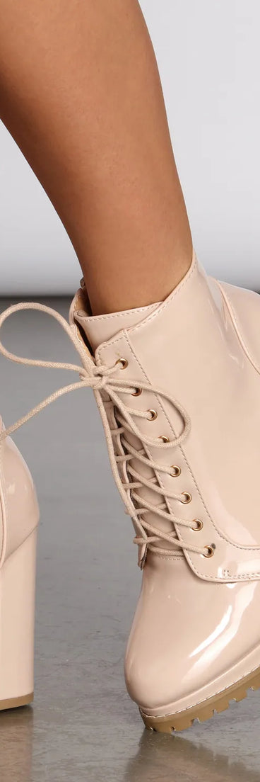 Here To Slay Faux Leather Combat Booties