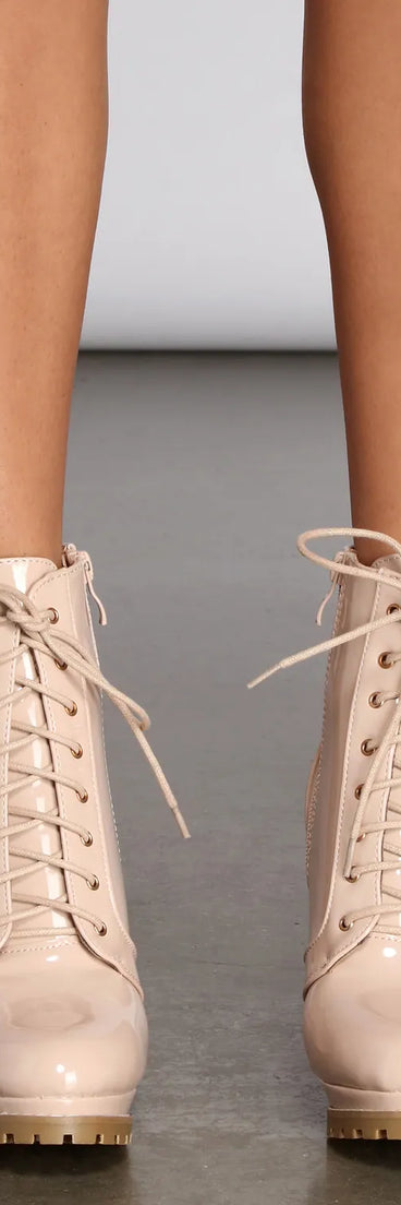 Here To Slay Faux Leather Combat Booties