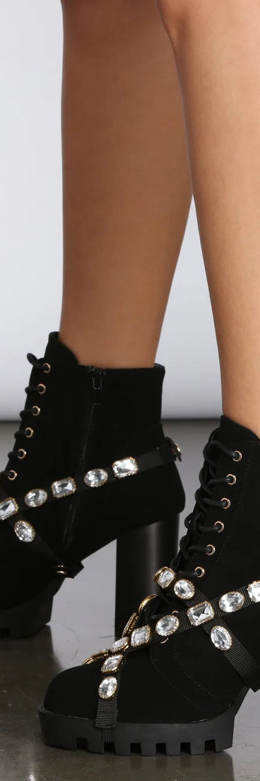 Gemstone Babe Faux Suede Lug Boots