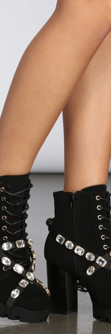 Gemstone Babe Faux Suede Lug Boots