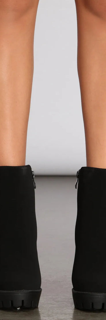 Walk In The Park Lug Heeled Booties