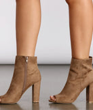 Pretty In Peep Toe Faux Suede Booties