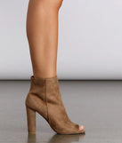 Pretty In Peep Toe Faux Suede Booties