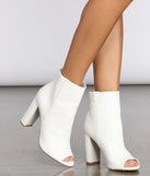 Point The Way Peep Toe Faux Leather Bootie