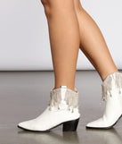 White Rhinestone Cowgirl Fringe Booties