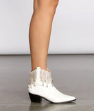 White Rhinestone Cowgirl Fringe Booties