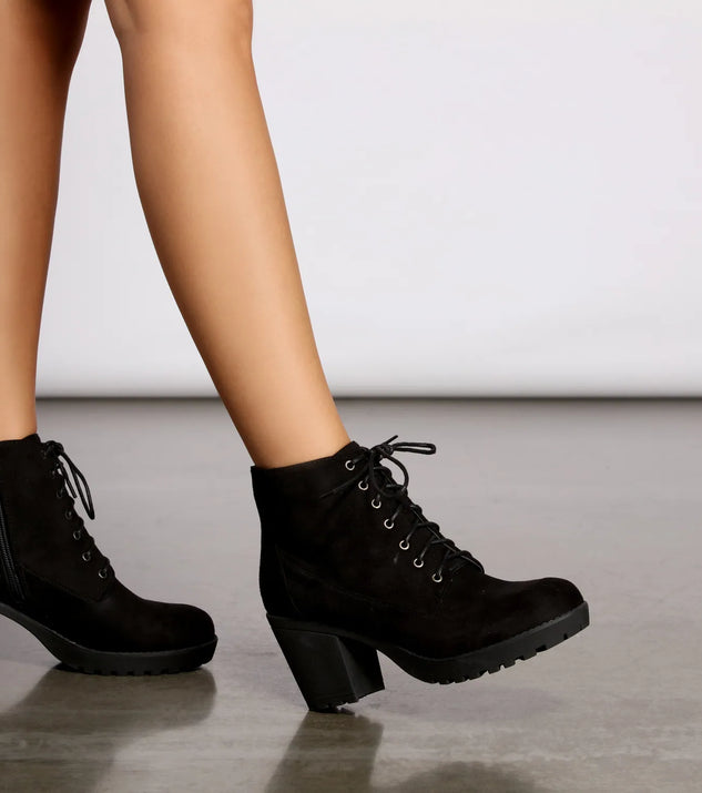 Step It Up Lug Sole Block Heel Booties