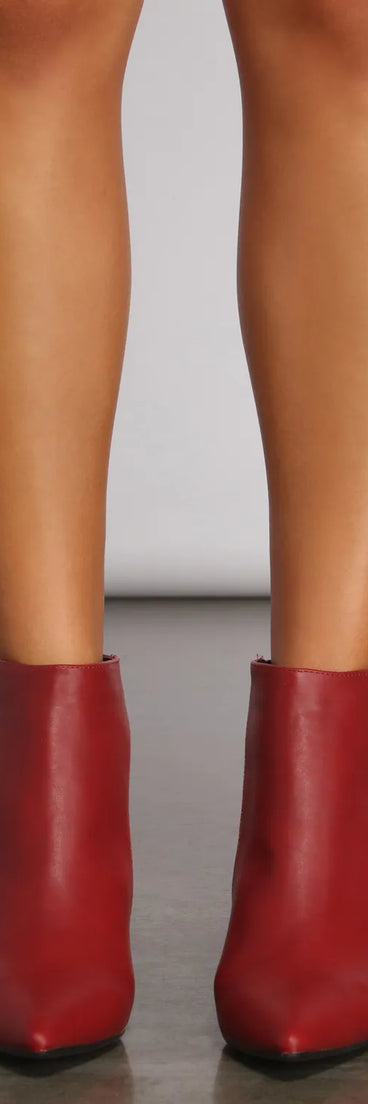 Faux Leather Basic Pointy Toe Booties
