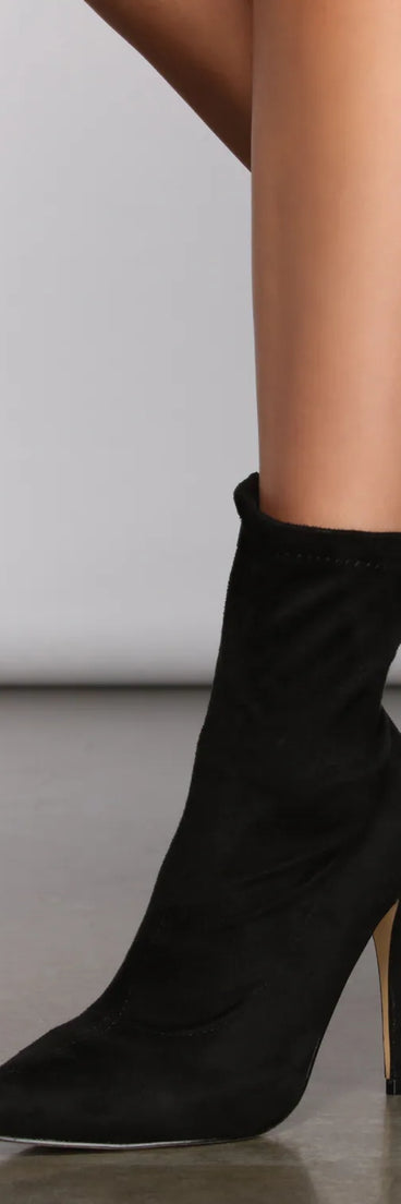 Faux Suede Stiletto Sock Booties