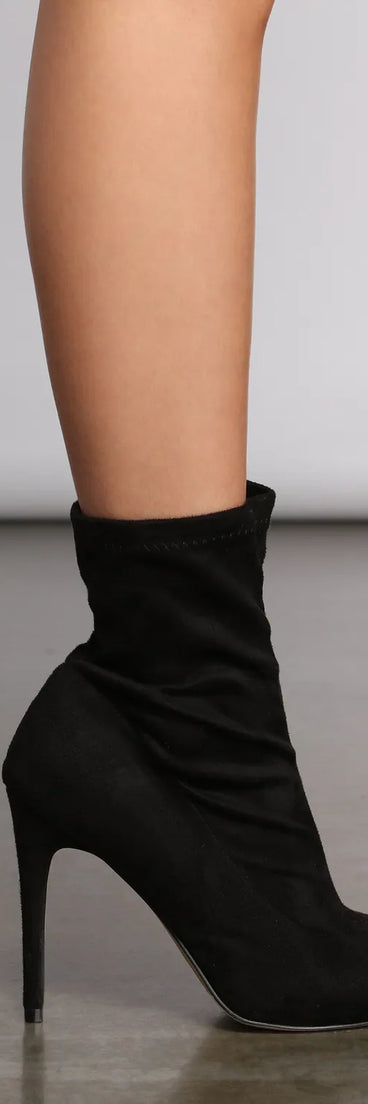 Faux Suede Stiletto Sock Booties